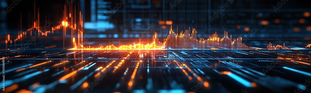 Poster advanced economic simulation image featuring financial themes and glowing effects related to investm