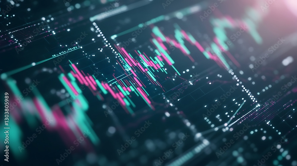 Poster a vibrant, neon-lit image representing advanced ai in stock trading, ideal for financial content and