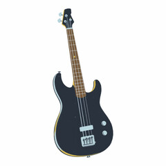 Obraz premium Illustration of Bass Guitar Representing Music Industry Isolated on White Background.