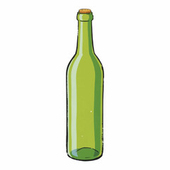 Illustration of Wine Bottle Representing Beverage Industry Isolated on White Background.
