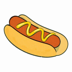Illustration of a Hot Dog Representing the Street Food Industry Isolated on White Background.