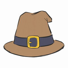 Illustration of Pilgrim Hat Representing Historical Tourism Industry Isolated on White Background.