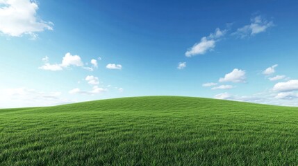 Obraz premium Rolling green hill, sunny sky, meadow, idyllic landscape, nature, background, website