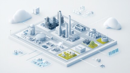 Smart Factory Digital Industrial Park, Cloud Connected, Sustainable Energy