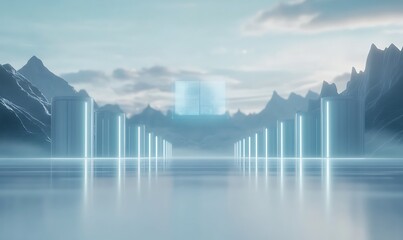 Fototapeta premium Futuristic power plant design featuring AI technology in a visually striking image.
