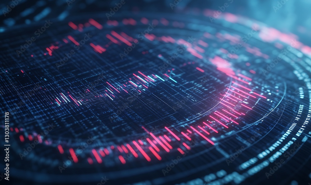 Poster AI-driven economic forecasting visual with a glowing holograph effect.