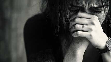 Emotional struggle of a person in a dimly lit room portrait photography intimate environment close-up view expression of pain