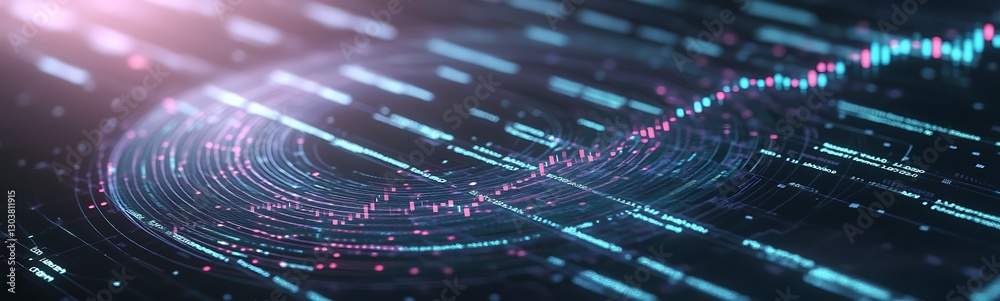 Fototapete AI-driven financial dashboard with a glowing holographic design for modern data visualization.