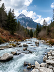 schwarza river in the hoellental in austria