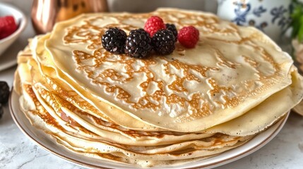 Delicious crepes recipe kitchen food photography cozy home top-down view culinary skills