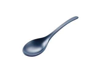 Modern Matte Black Plastic Soup Spoon with Elegant Curved Handle and Smooth Bowl Design for Contemporary Table Setting, Isolated on Transparent and White Background
