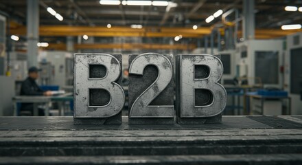 Obraz premium Industrial Business to Business Concept Depicted with Metal Blocks in a Factory Setting