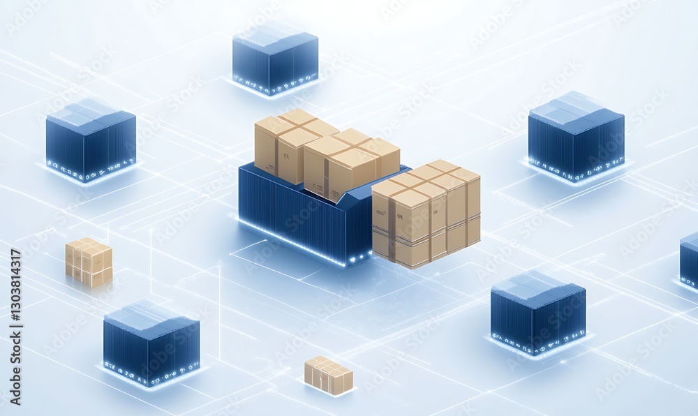 Poster AI-driven supply chain image focusing on futuristic automation concepts and economic implications.