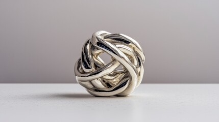 Naklejka premium Polished Silver Abstract Knot Sculpture Modern Art Home Decor