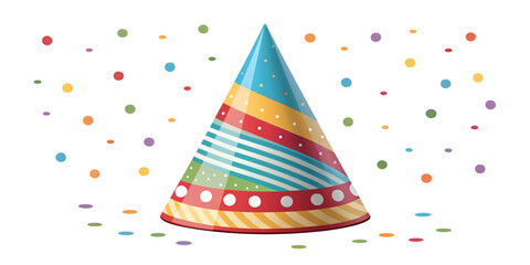 "Colorful Birthday Party Hat – Isolated on Transparent Background | Generative AI" "Festive Birthday Hat Clipart – High-Quality PNG with Transparent Background"