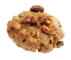 One tasty cookie with nuts isolated on white
