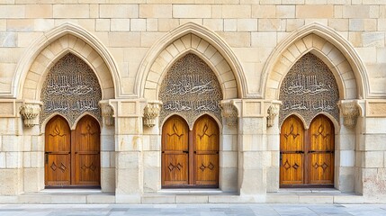 Obraz premium Ornate arched doors of a mosque facade