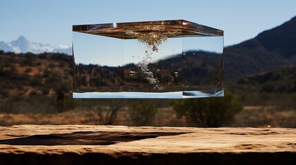A levitating liquid mirror reflecting an alternate universe