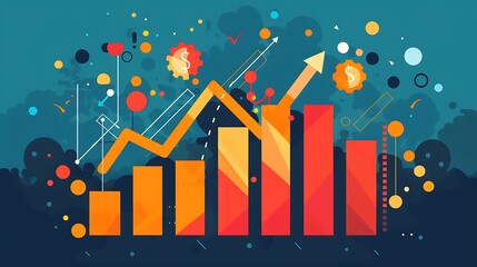 Obraz premium Business growth economy with arrow and polls