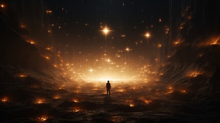 A swarm of sentient light particles forming a shifting energy field