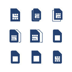 Sim card icon set. dual sim card icon vector