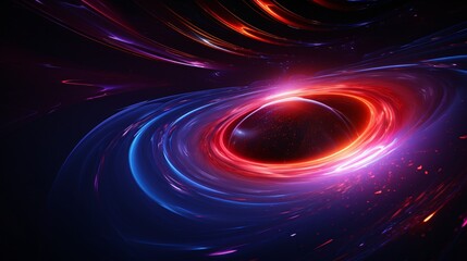 Obraz premium A giant neon spiral emerging from the core of a black hole