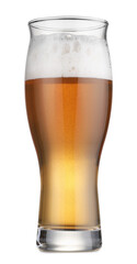 Glass of fresh beer with foam isolated on white
