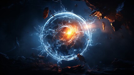 A frozen sphere of compressed plasma energy, pulsing slowly