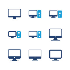 Computer icon set. computer monitor icon vector.