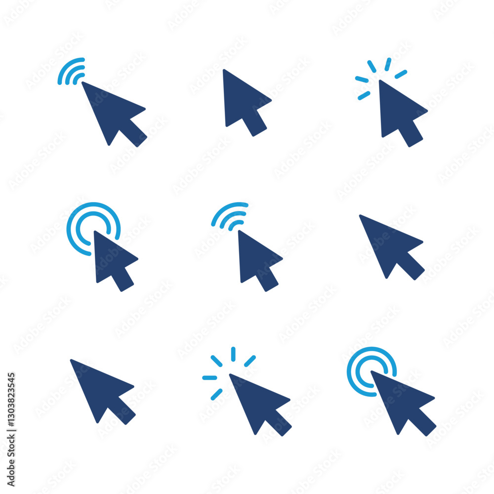 Poster click icon set. pointer arrow icon. cursor icon vector