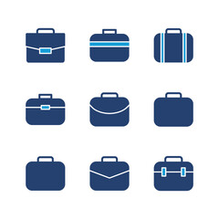 Briefcase icon set. suitcase icon. luggage symbol.