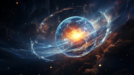 A hovering crystal orb acting as a conduit of pure cosmic energy