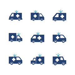 Ambulance icon set. ambulance truck icon vector. ambulance car