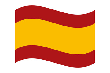 Wavy civil flag of Spain, isolated on a transparent background. Correct proportions and colors. Vector illustration