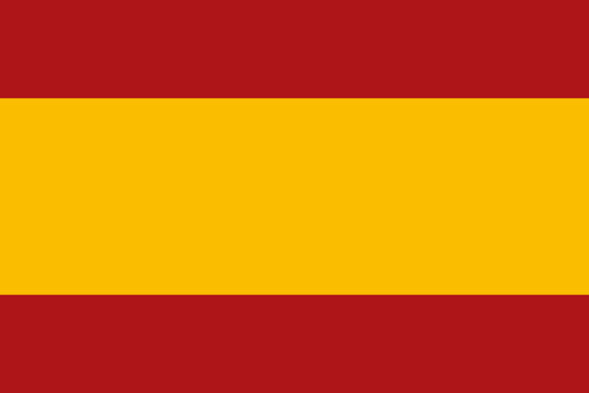 Official civil flag of Spain. Flag of the Kingdom of Spain. Correct proportions and colors. Vector illustration
