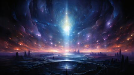 A portal of pure cosmic energy, glowing with surreal shifting hues