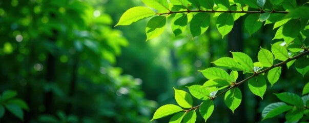 dense foliage with leaves and stems in shades of green, branches, trees