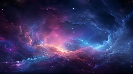 A galactic nebula forming intricate neon vortexes of energy