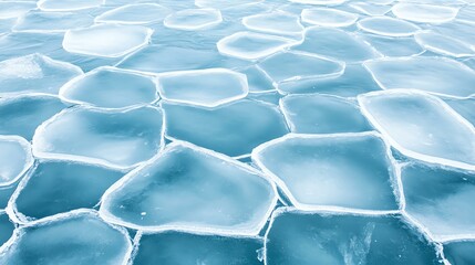 Frozen ice formations on a tranquil surface.