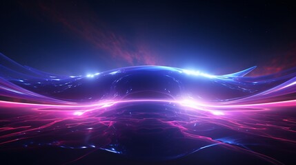 A futuristic energy shield absorbing waves of incoming plasma beams