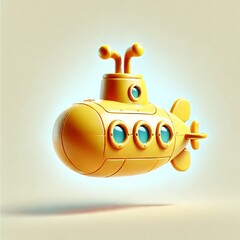Yellow Cartoon Submarine 3D Render