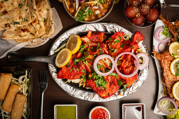 Indian food flat lay composition 