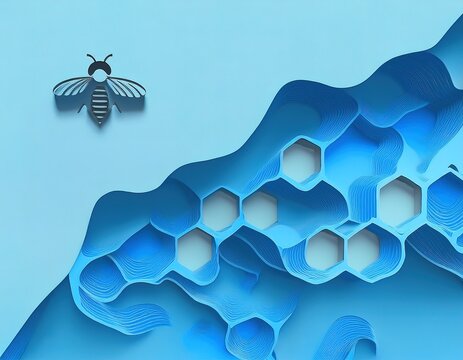 un panal de abejas con una abeja en la esquina superio derecha