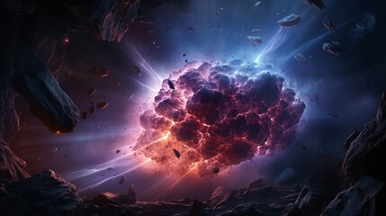 Fototapeta premium An asteroid consumed by dark matter, surrounded by glowing tendrils