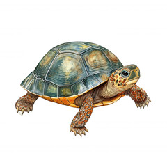 Fototapeta premium A detailed illustration of a turtle showcasing its textured shell and vibrant colors.