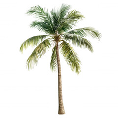 A tall palm tree with lush, green fronds and a sturdy trunk.