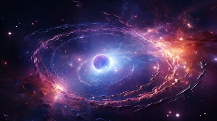 Obraz premium A massive fractal galaxy spiraling with infinite energy trails