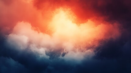 Obraz premium Fiery Sunset Cloudscape: A Dramatic Celestial Display