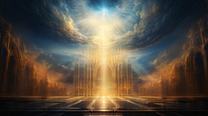 A celestial doorway radiating pulsing waves of pure light energy