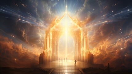Fototapeta premium A celestial doorway radiating pulsing waves of pure light energy
